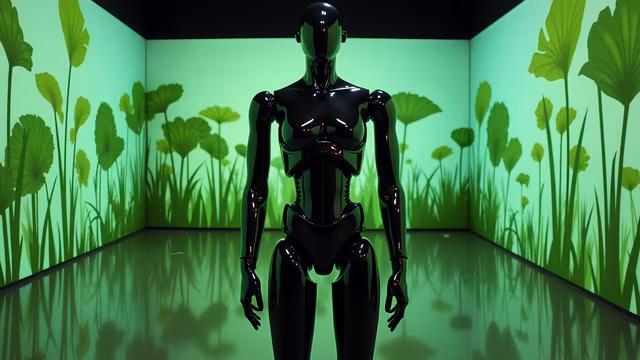 Cyborg Mannequin in a Green Garden