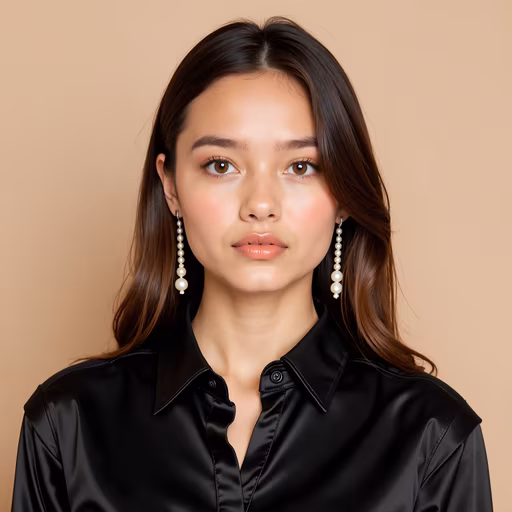 Elegant Woman in Black Shirt