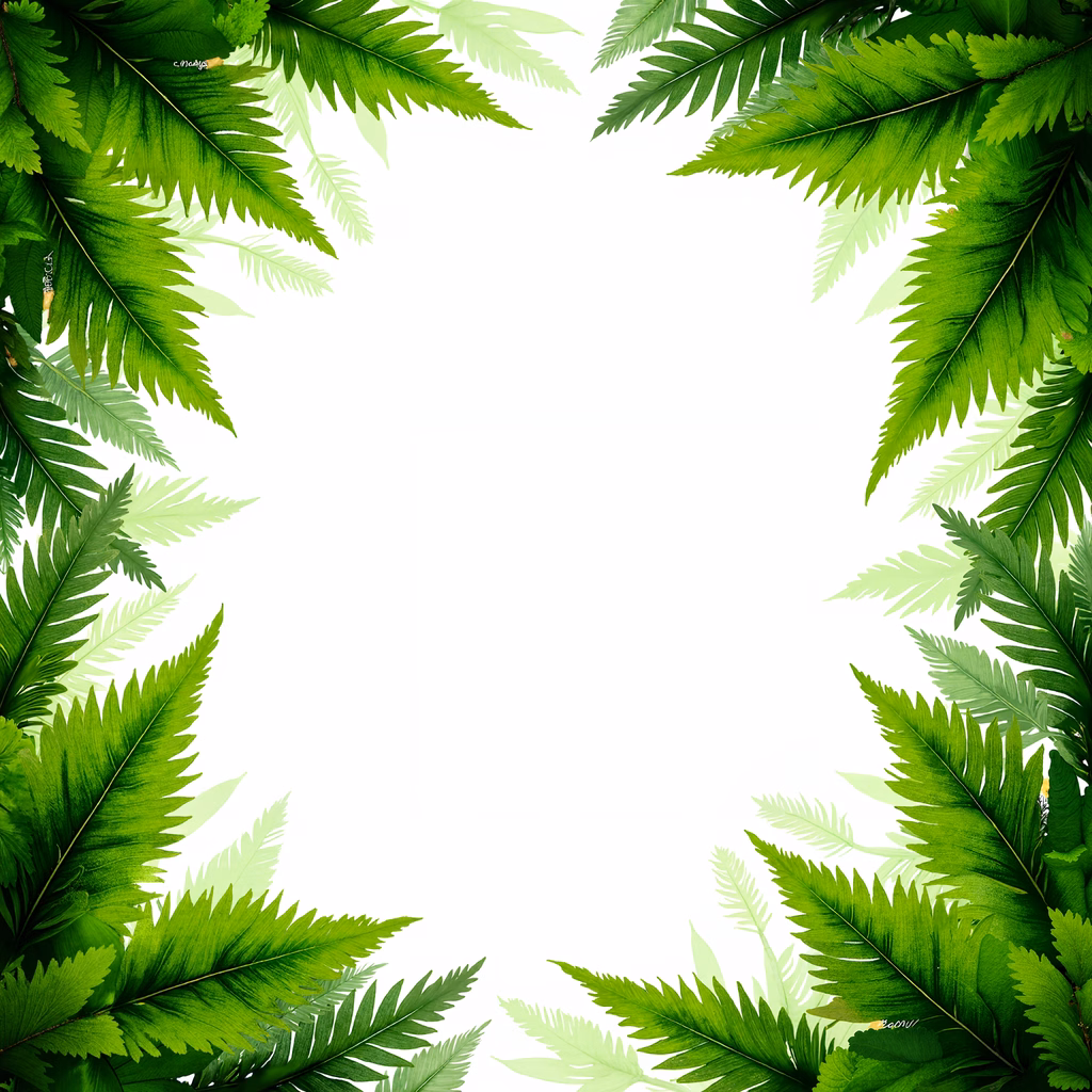 Symmetrical fern border on a white background, nature-inspired illustration.