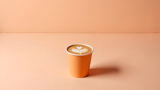 Latte Art in Orange Cup