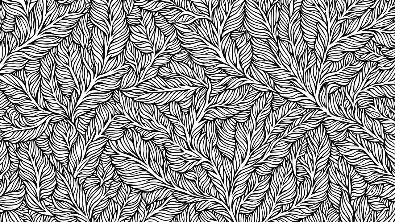 Detailed monochrome leaf pattern illustration