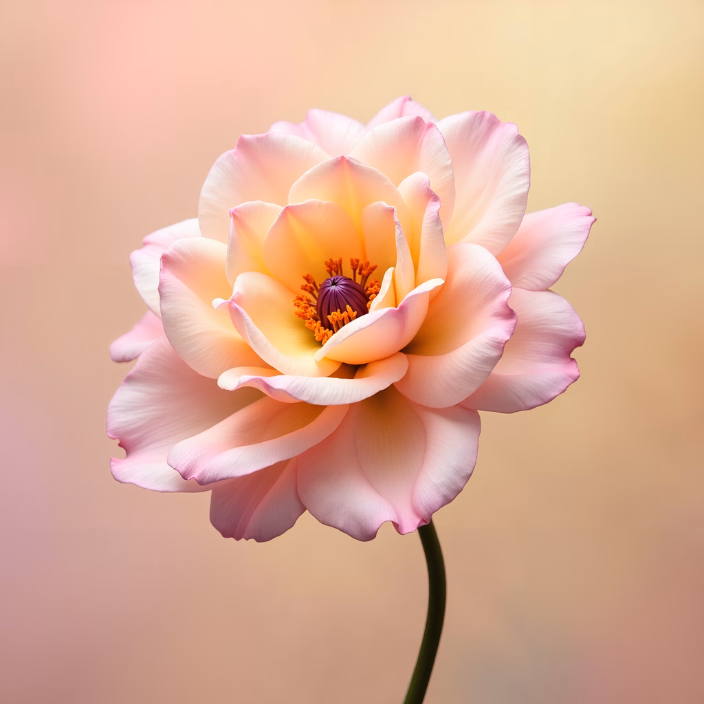 Close-up of a vibrant pink rose with soft gradients and a warm background.