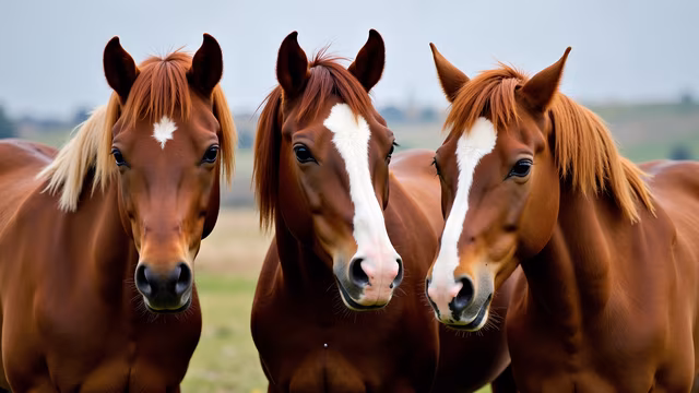 Three Chestnut Horses