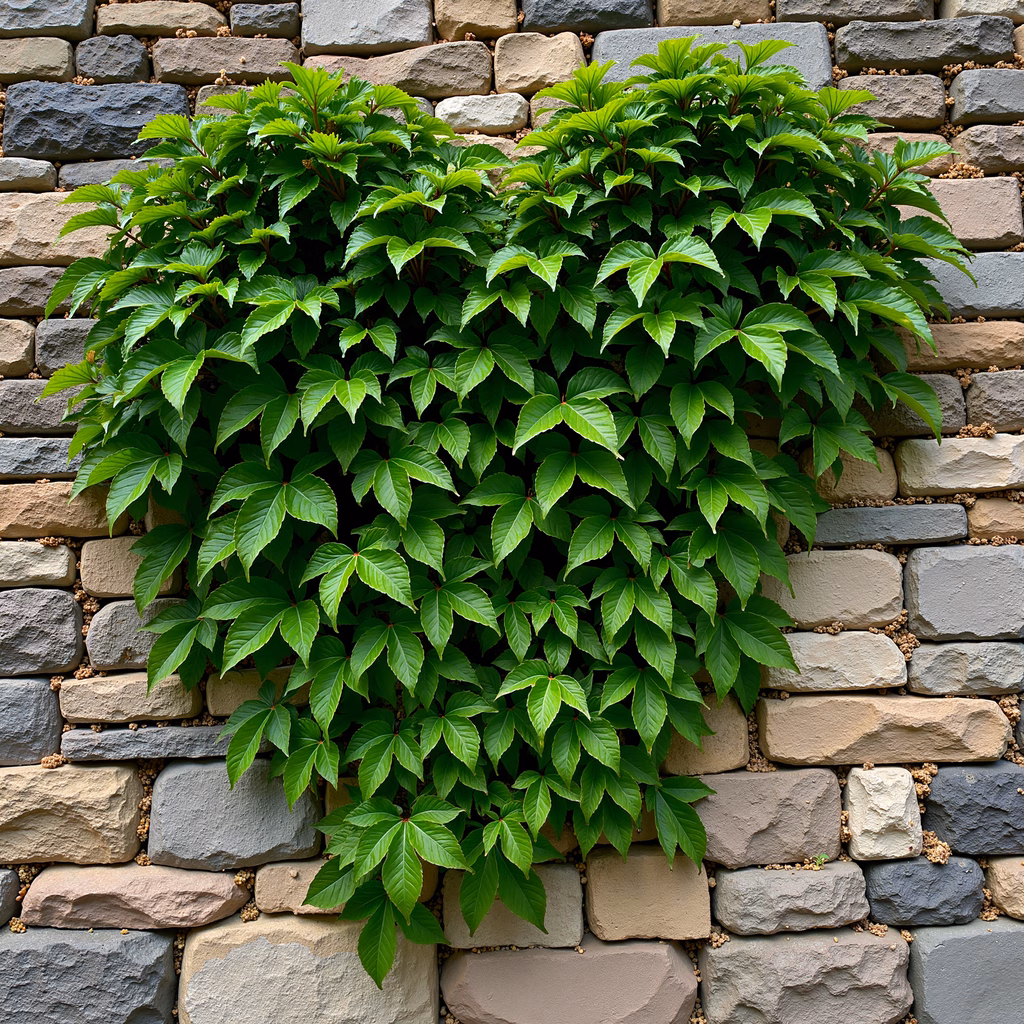 Green vines climbing over a stone wall, symbolizing growth and resilience.