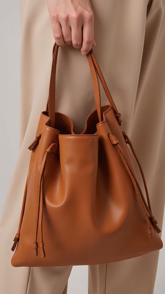 Brown Leather Bucket Bag