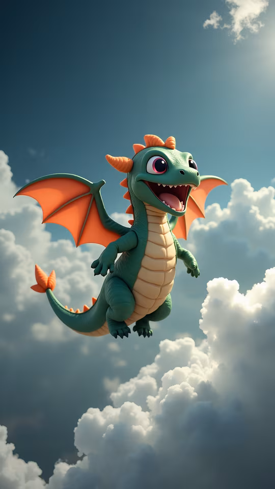 Cartoon Dragon Flying High