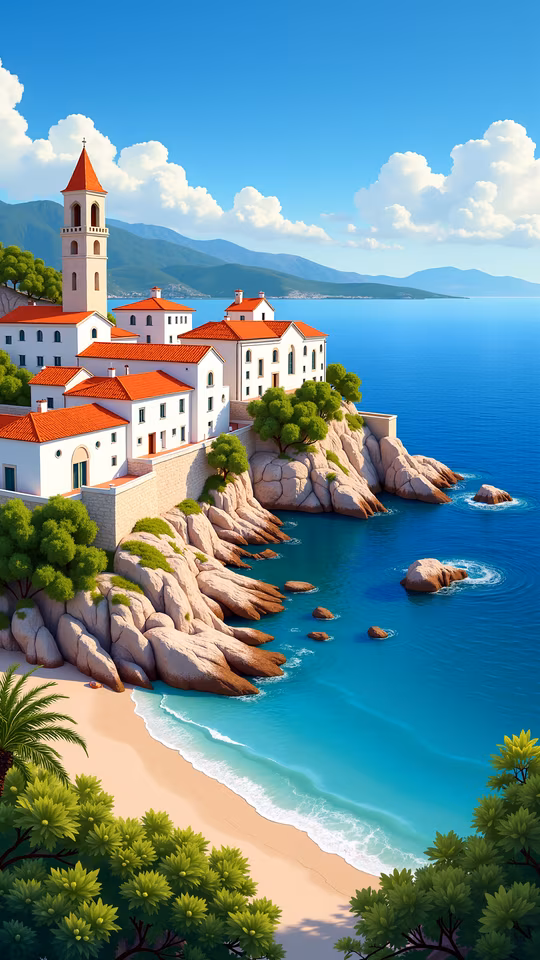 Coastal Village Illustration