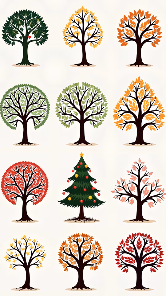 Seasonal Trees Illustration