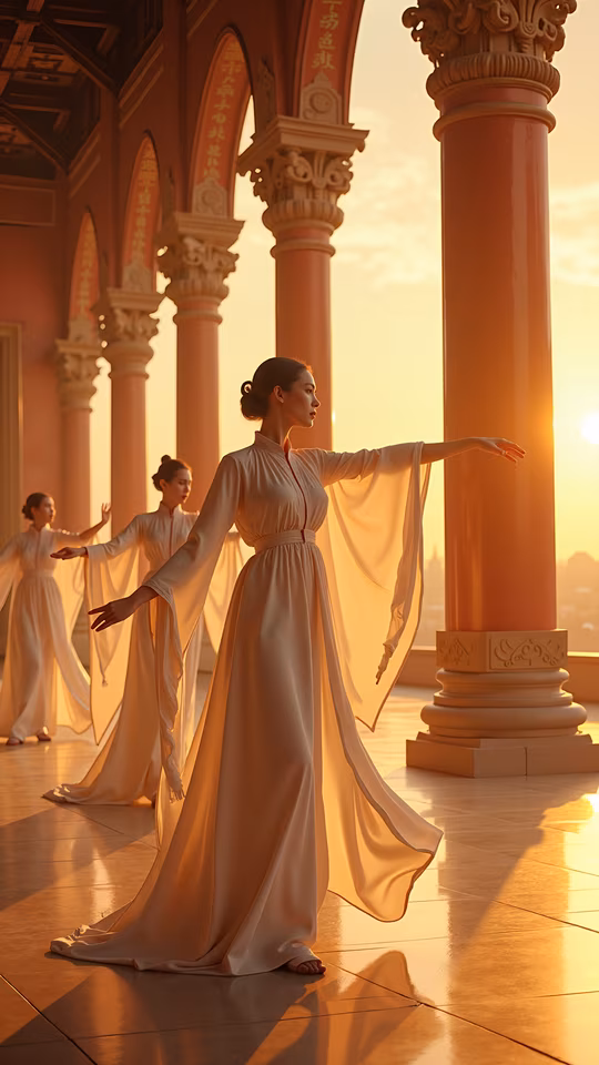 Elegant Dancers in Golden Light