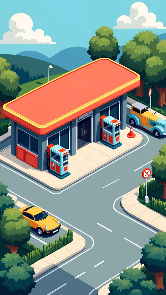 Gas Station Illustration