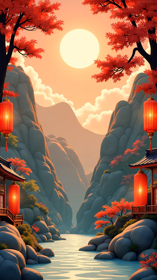 Mountain Sunset Illustration