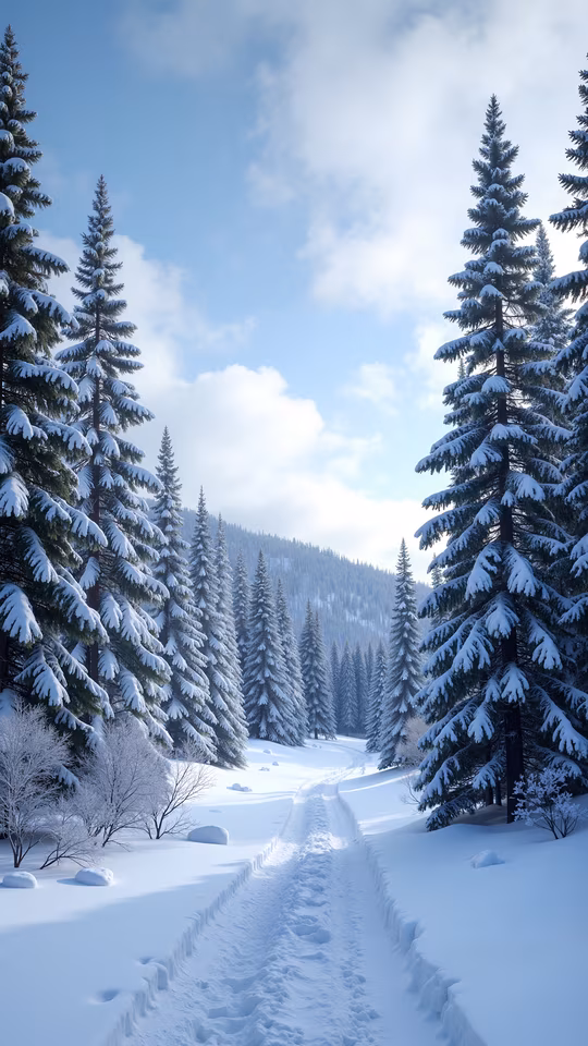 Snowy Forest Path
