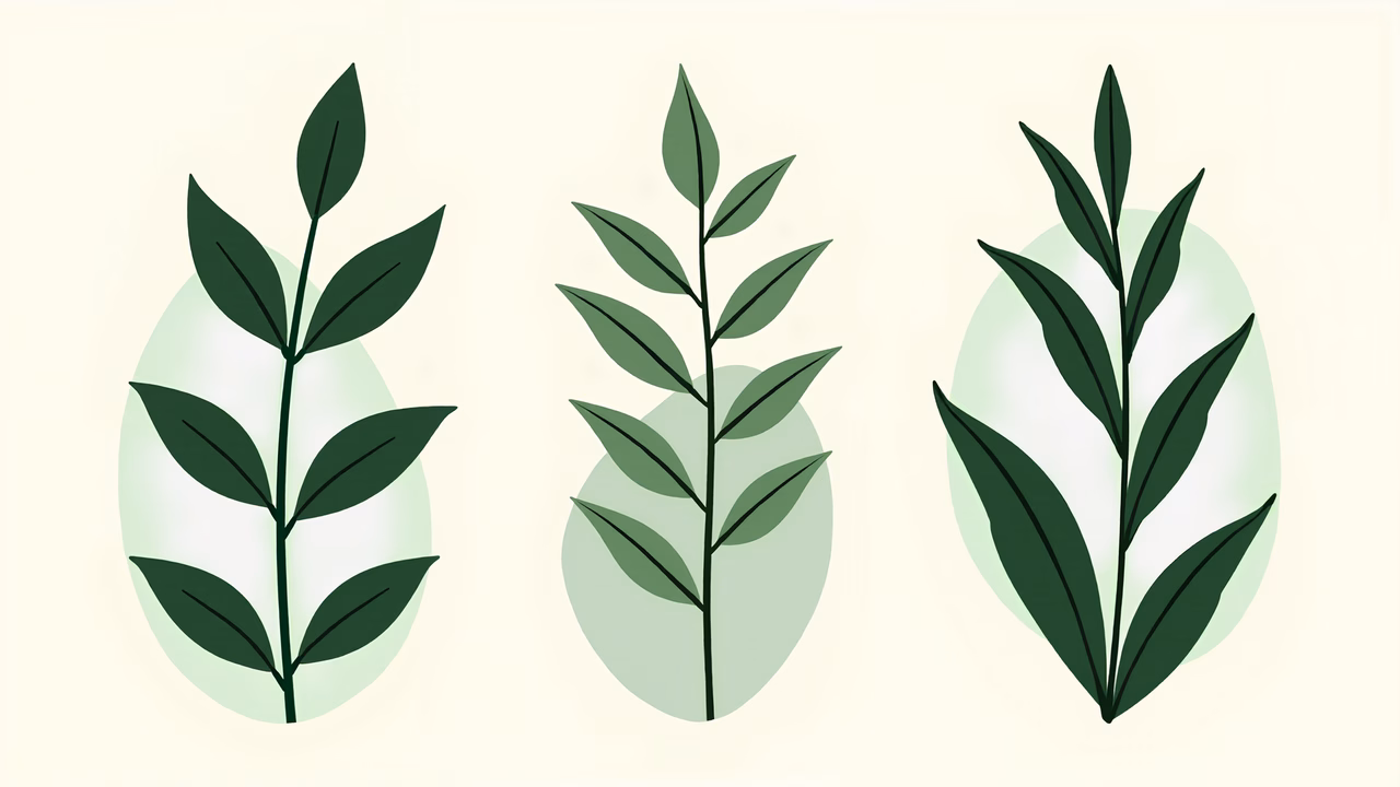 Elegant botanical sprigs with muted green tones and clean lines.