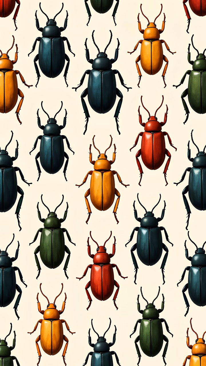 Vibrant beetle illustration showcasing diverse colors and intricate details.