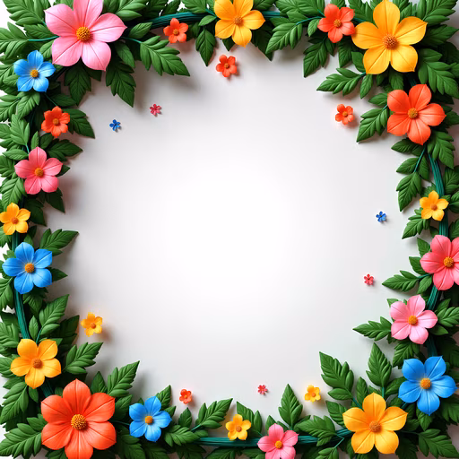 Colorful Floral Border Illustration