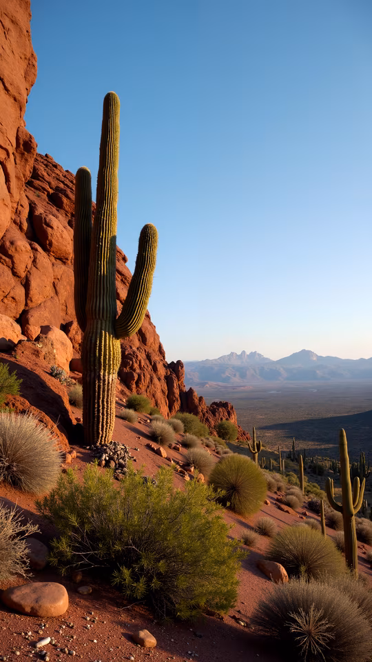 Desert Landscape with Saguaro Cactus