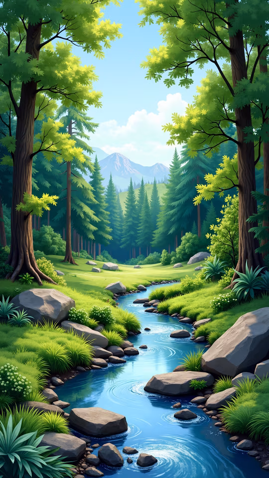 Forest Stream Illustration