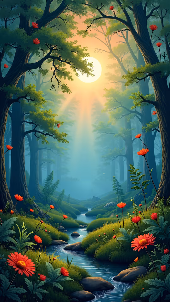 Forest Sunset Illustration