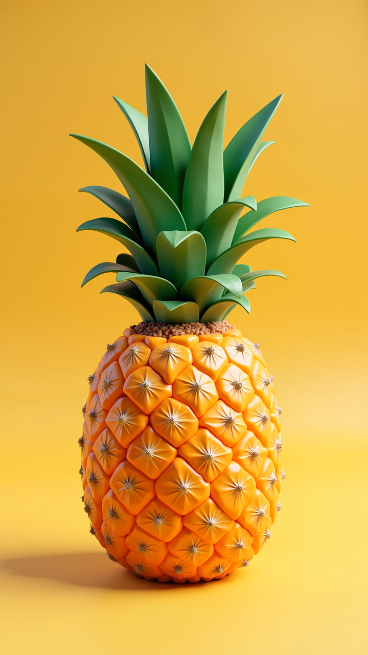 Geometric pineapple illustration on a yellow background.