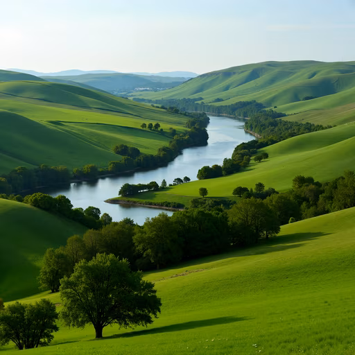 Rolling Hills and Serene River