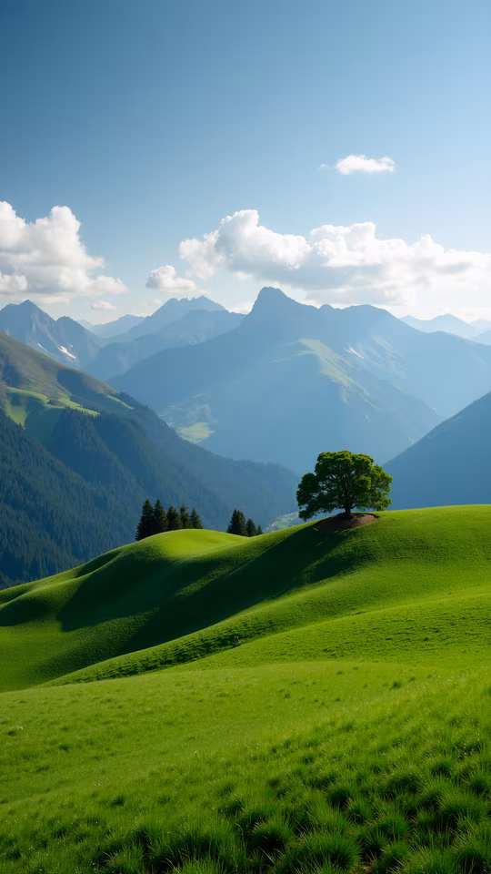 Solitary Tree on Green Hill