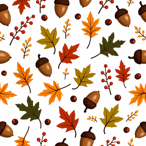 Autumn Leaves and Acorns Illustration