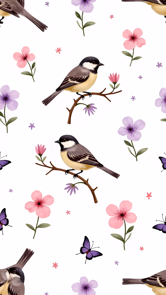 Birds and Flowers Illustration