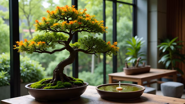 Bonsai Tree with Zen Fountain