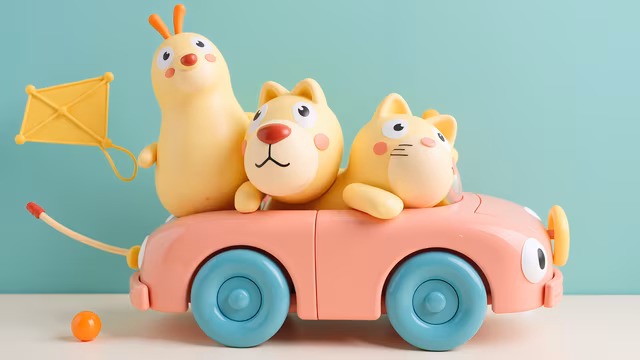 Cartoon Animals on a Car Ride