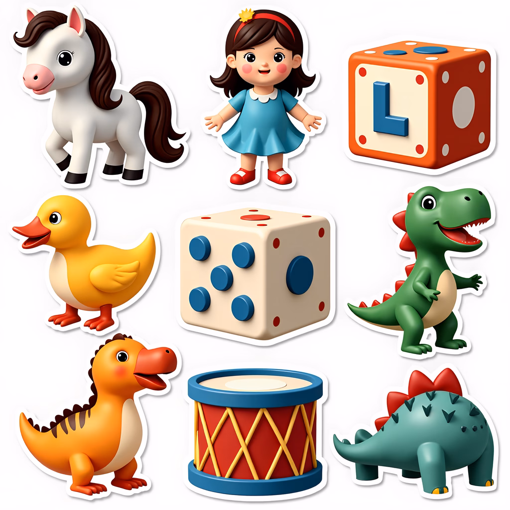 Bright and playful cartoon illustrations for kids.