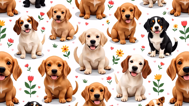 Cute Cartoon Puppies