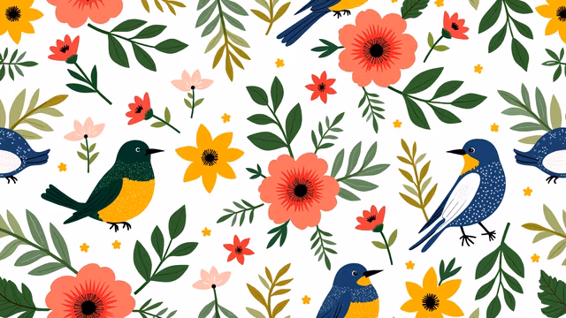 Floral Birds Illustration