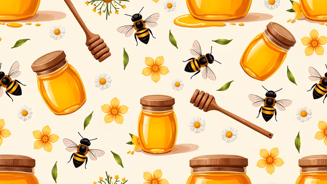Honey Jars and Bees Illustration