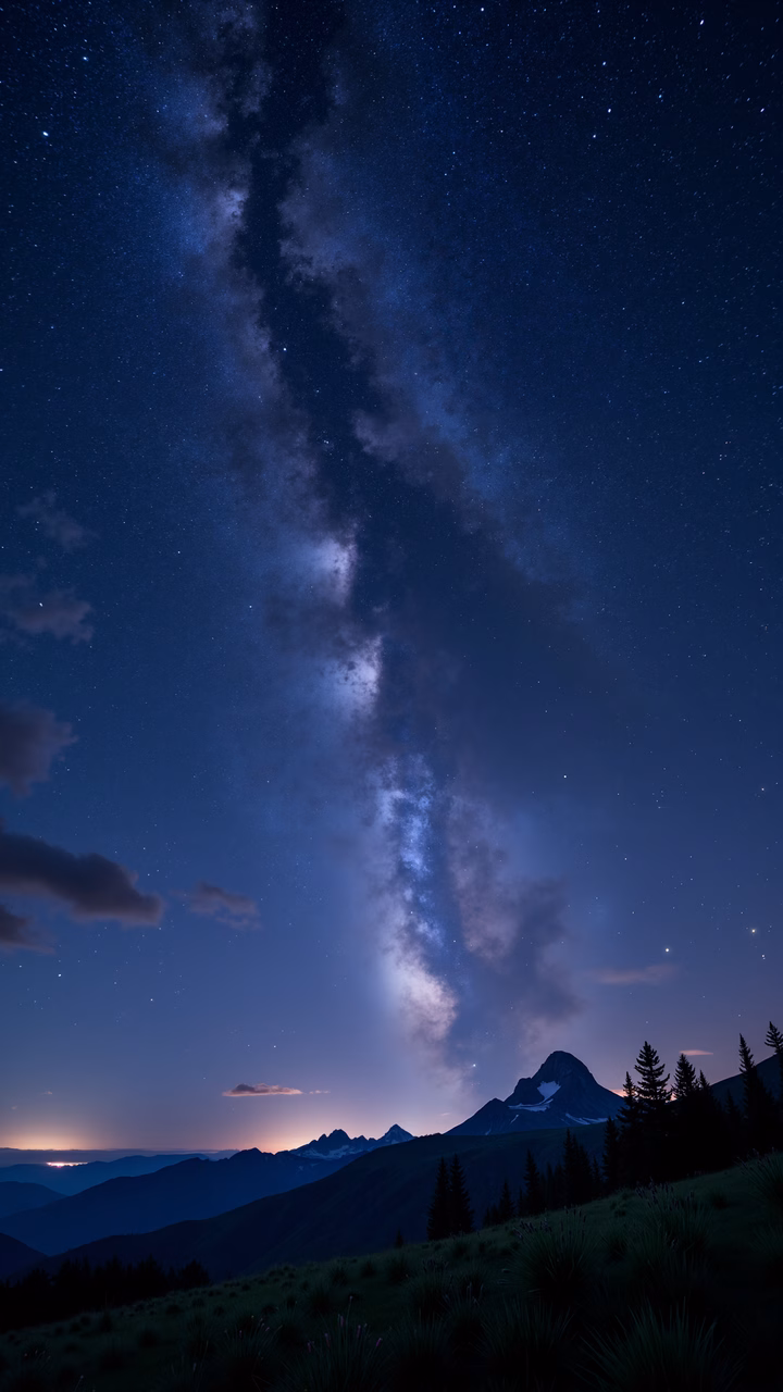 Stellar Milky Way over tranquil mountain landscape