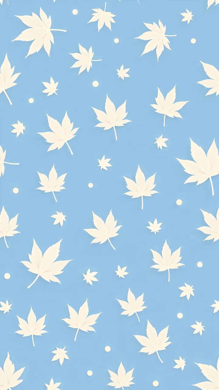 Minimalist maple leaves pattern on a soft blue background, perfect for wallpaper designs.