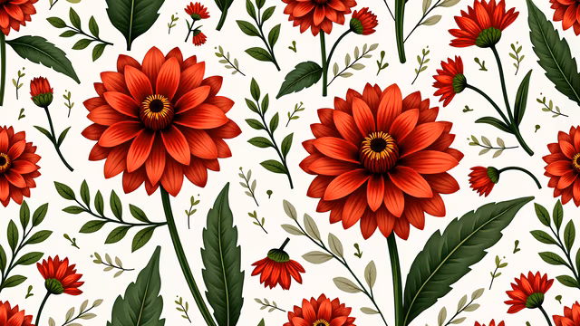 Red Dahlia Illustration