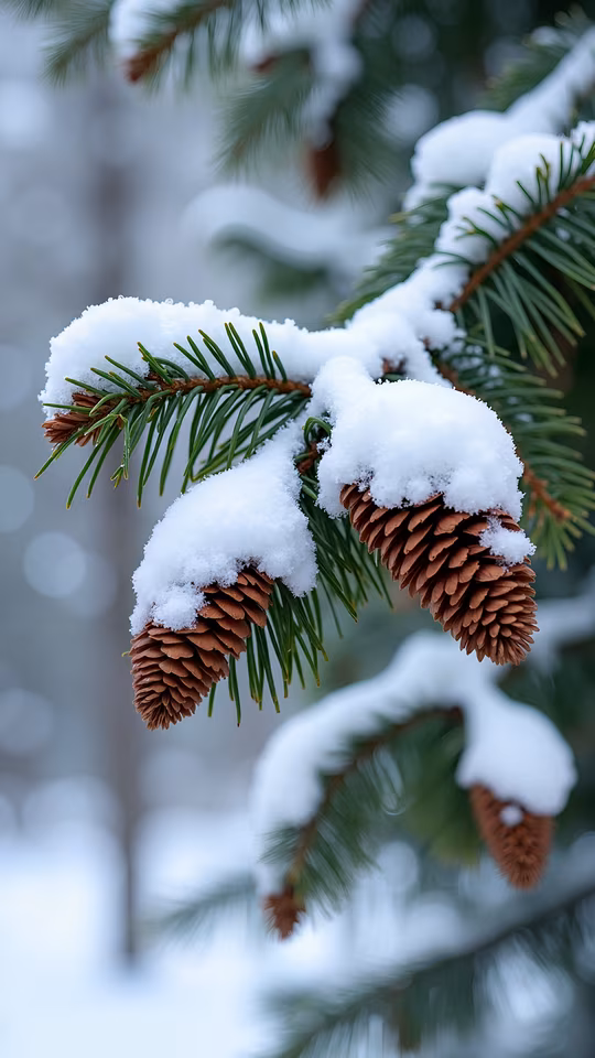 Snow-Covered Pine Cones