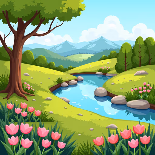 Spring Landscape Illustration