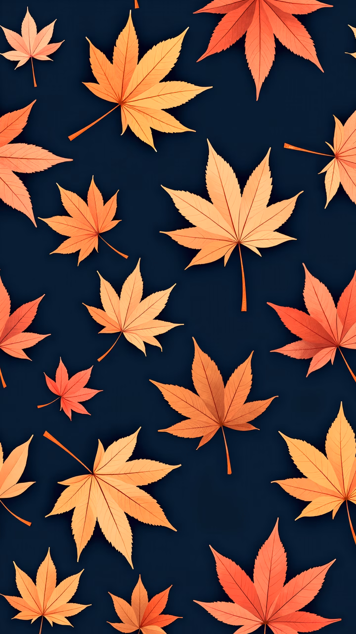 Vibrant autumn leaves on a deep blue background, illustrating seasonal beauty.