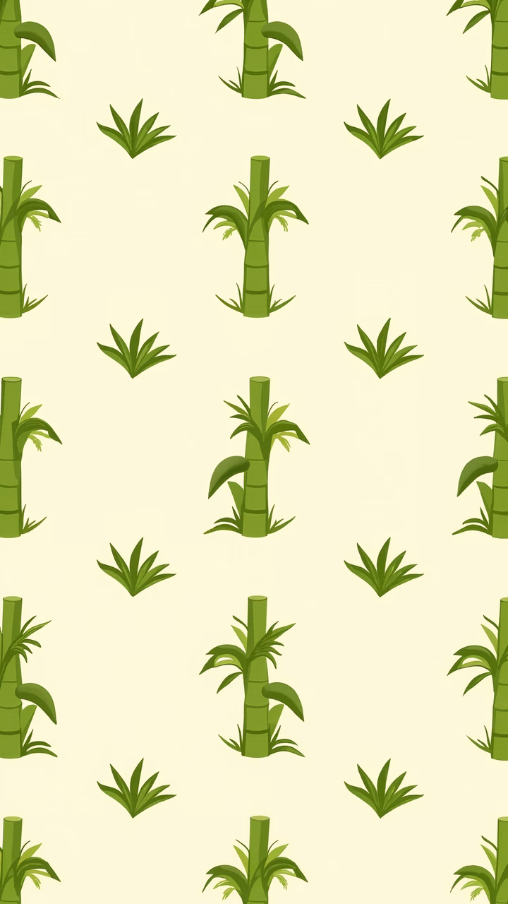Repeating bamboo pattern on a light beige background, minimalist and tranquil.