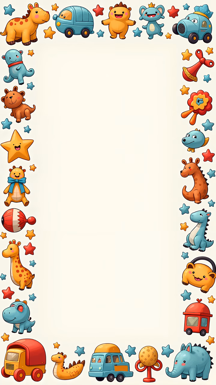 Vibrant cartoon animal border for children's art, featuring playful and colorful designs.