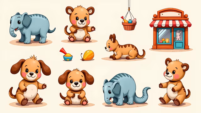 Cartoon Animals and Store