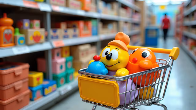 Cartoon Characters in a Shopping Cart