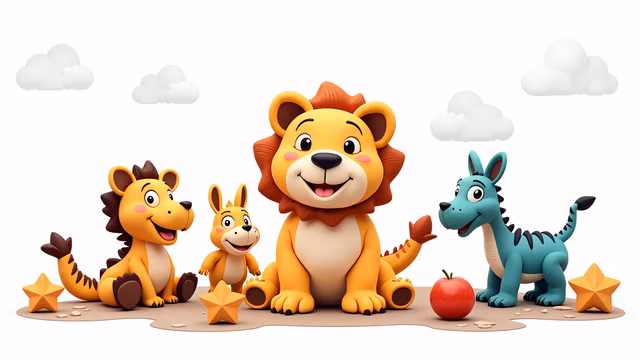 Cartoon Lion Family