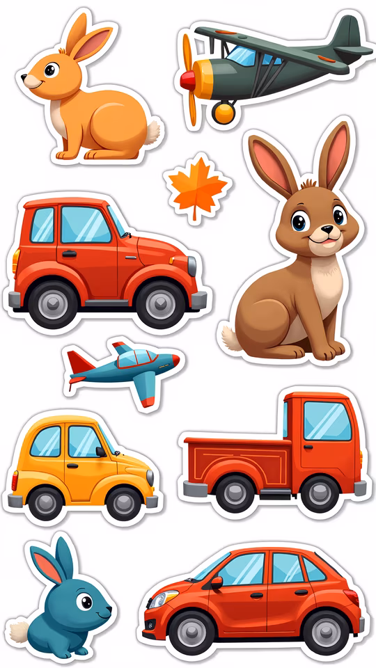 Cartoon Vehicles and Animals