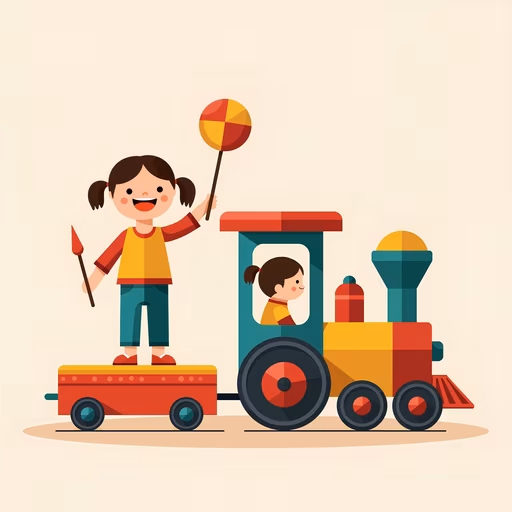 Child Playing with Toy Train