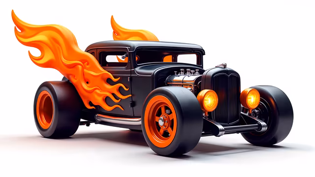 Flame-Themed Hot Rod Illustration