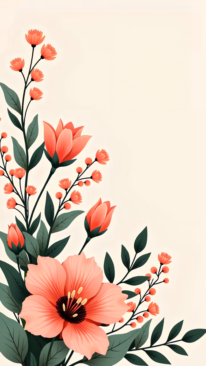 Vibrant floral illustration with pastel tones and delicate details.