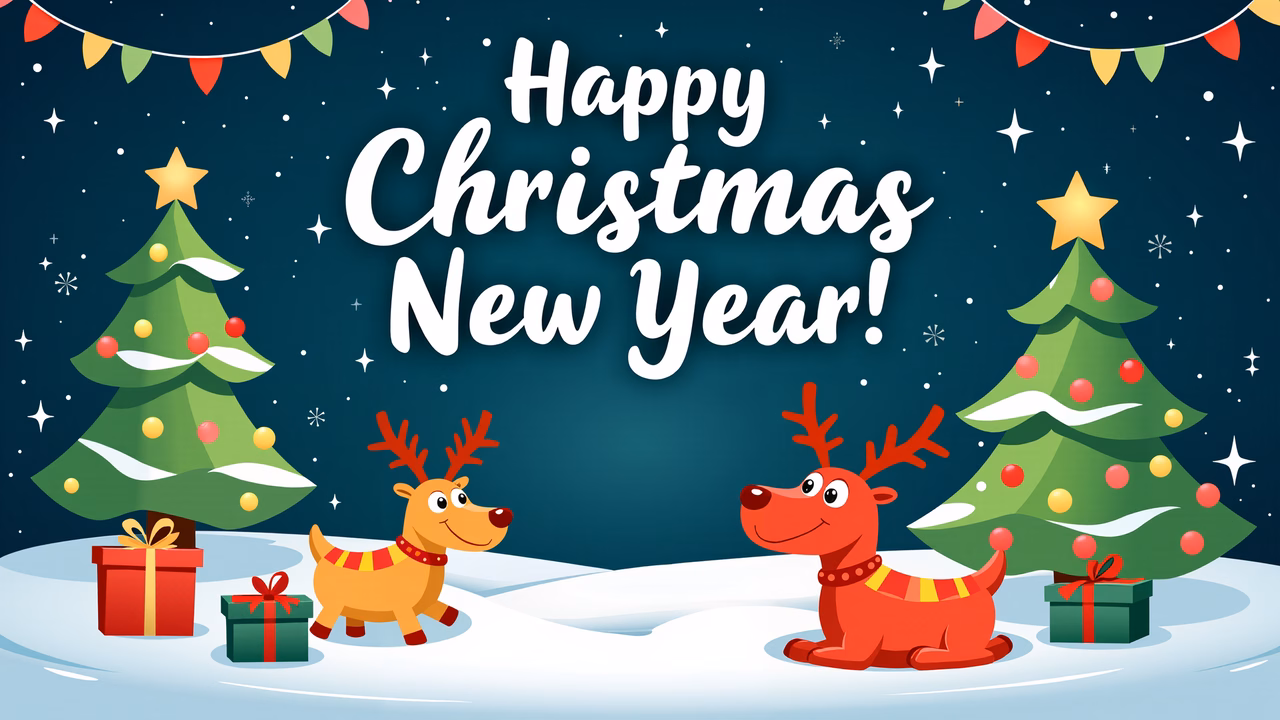 Festive reindeer and Christmas trees celebrating the holidays!