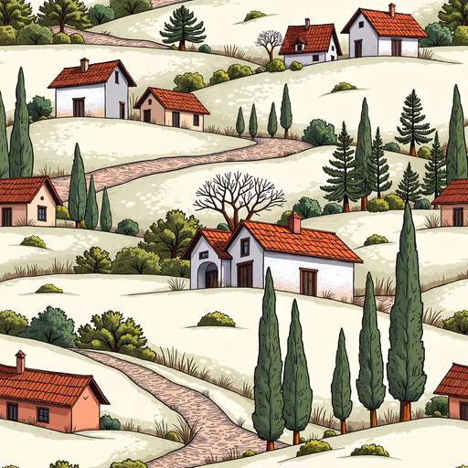 Hillside Village Illustration